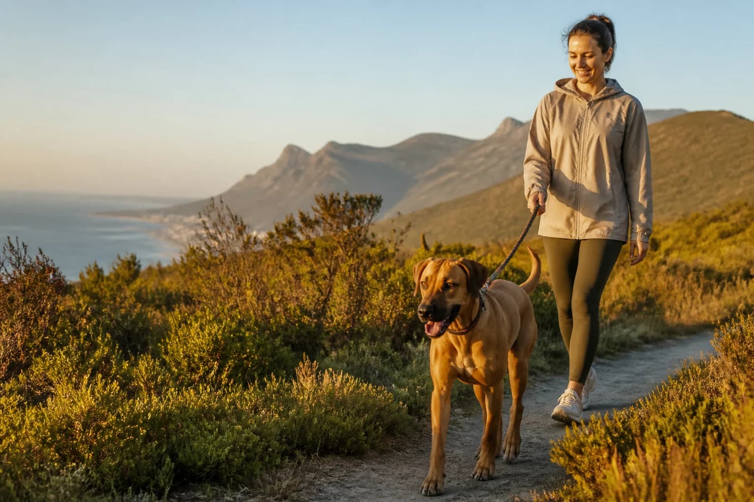 Dog and owner enjoying a South African coastal adventure